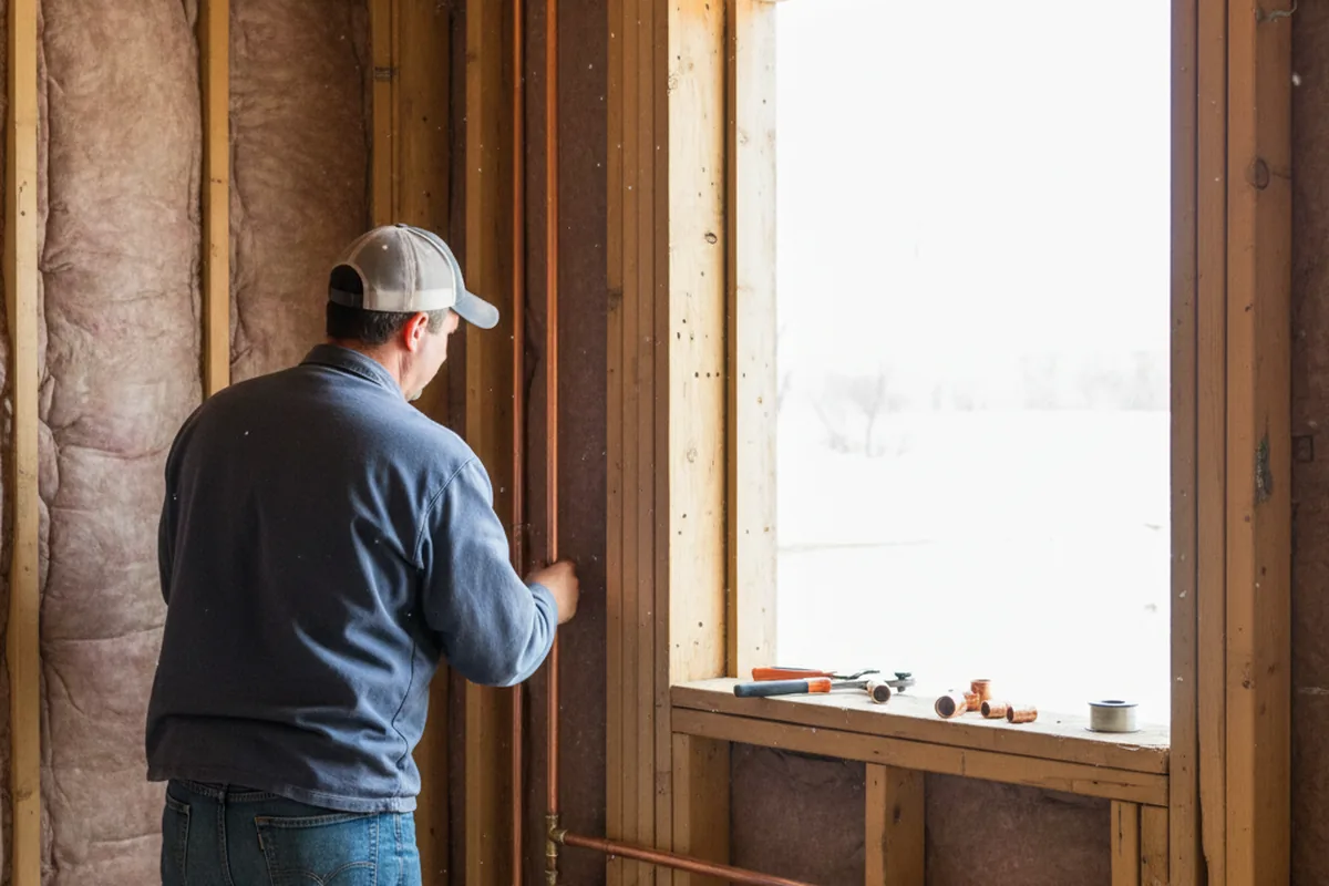 Licensed plumber running new copper supply lines in a Canby home