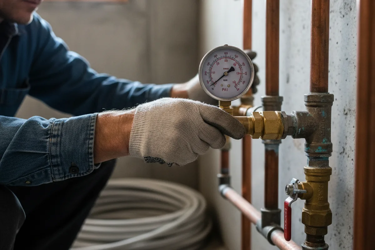 Pressure testing a repaired line during Water Line Repair in Canby